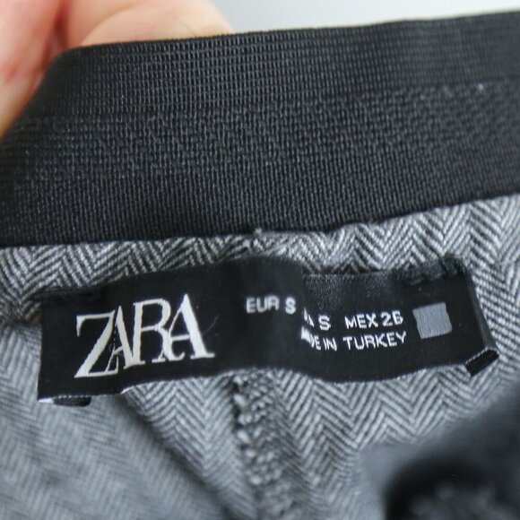 Zara Striped Tweed Pleated Front Dress Pants Straight Leg Size Small - Picture 7 of 7